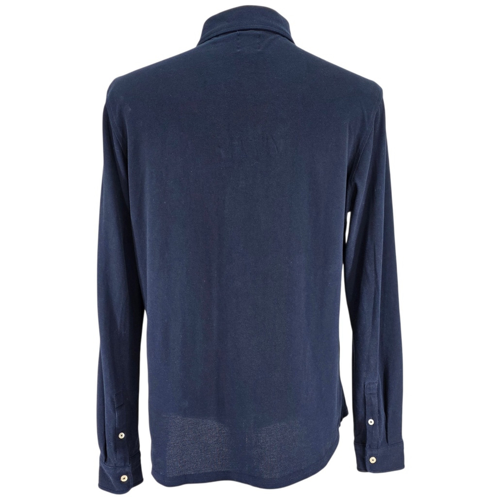 Quiet Luxury Doppelgänger Long Sleeve Polo Men’s L Navy Cotton Smart Casual - Picture 4 of 13